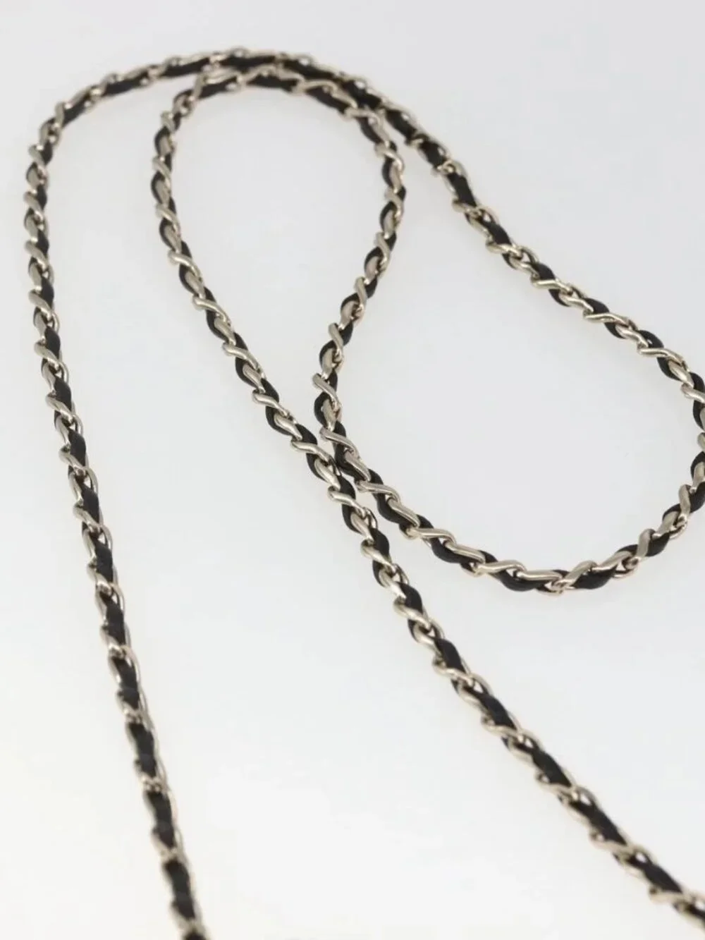 CHANEL Chain Neck Card Case metal Silver tone CC Auth 164711SM